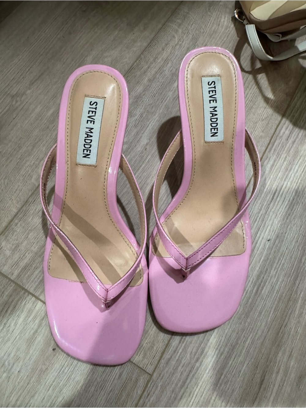 Steve Madden Pink Patent Square-Toe Slide Heels